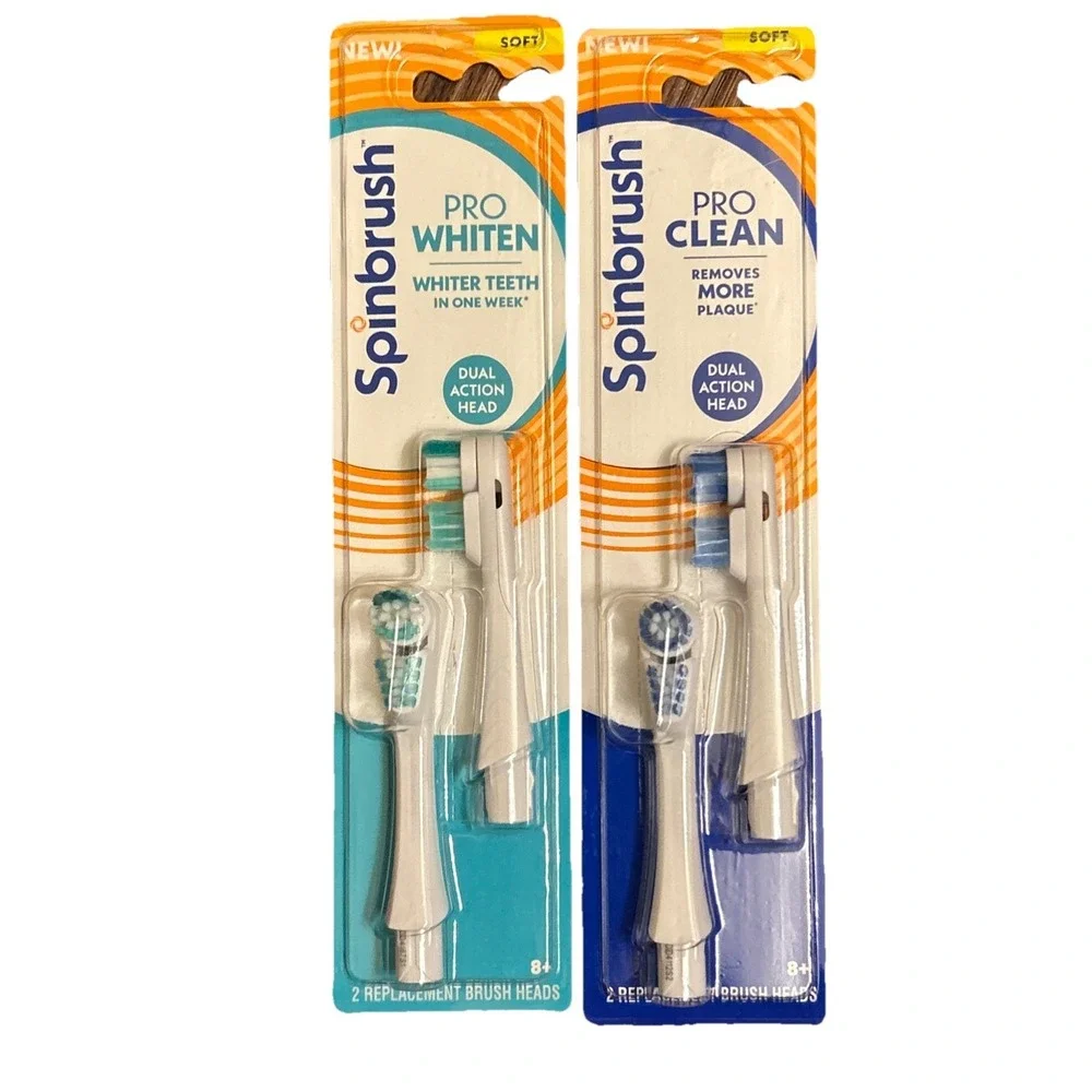 2 Packs Of 2 Spinbrush Pro Series Pro Clean/White Replacement‎ Brush Heads Soft
